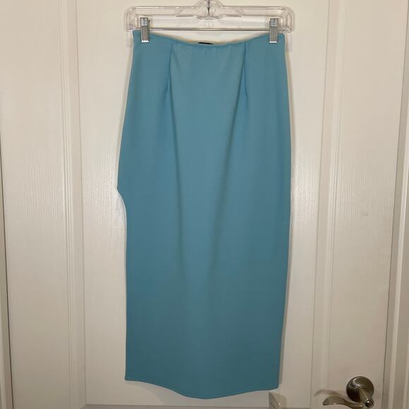 Abercrombie & Fitch Pastel Blue Slit Midi Skirt Minimalist Cleangirl NWT XS - Picture 7 of 8